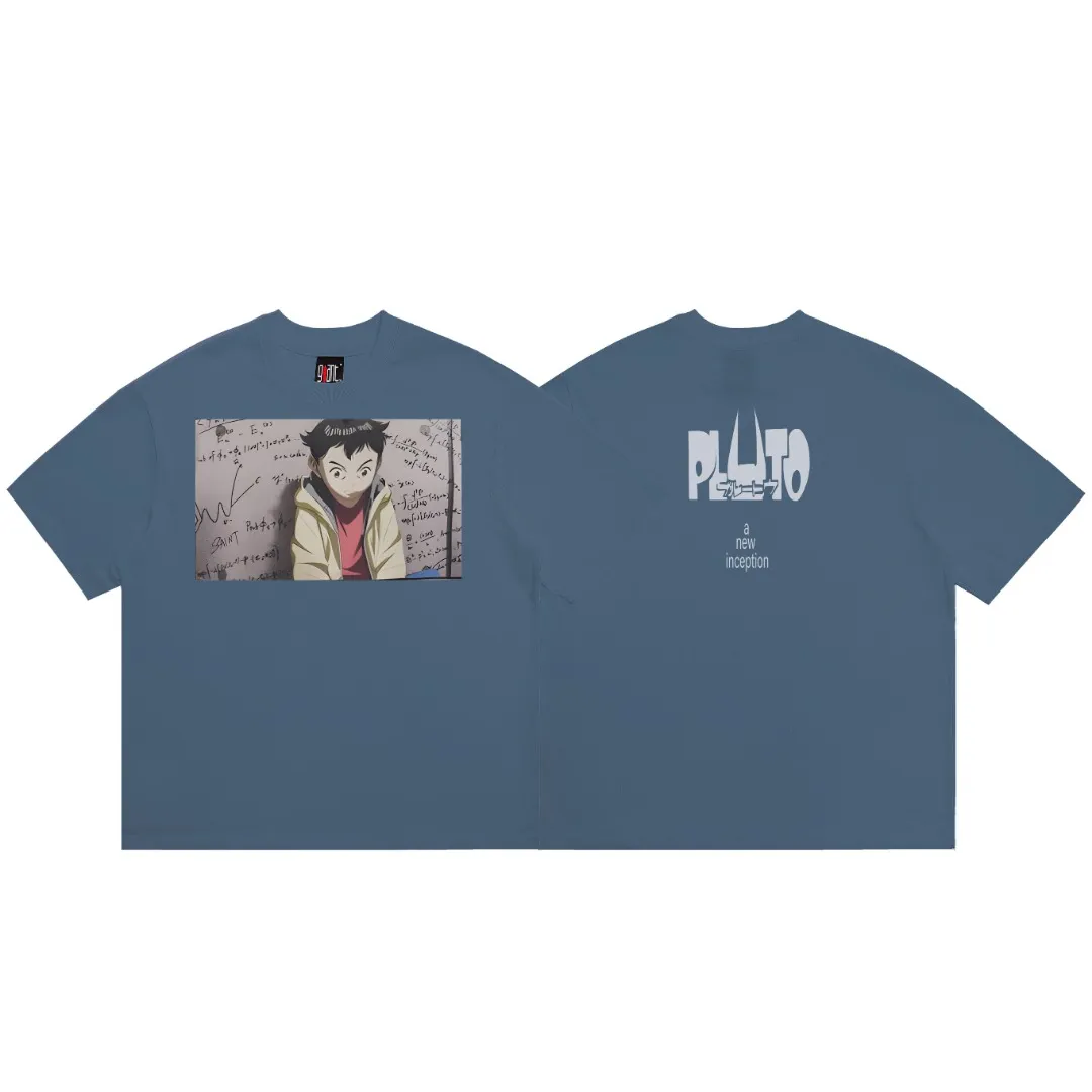 Stylish brand Saint Michael Pluto cartoon animation printed American summer high street casual half-sleeved shirt T-shirt with digital white ink direct injection, the fabric is breathable and the pattern is three-dimensional and clear. Fabric: Double yarn 240g Style number: S896 Size: S-M-L-XL Color: Blue Price: P110